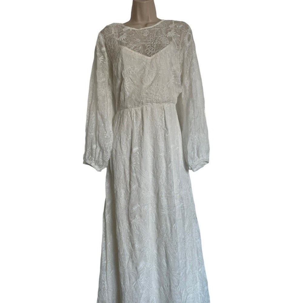 Modcloth “Just The Beginning” White Maxi Dress Lace Long Sleeve Size Large NWT - Picture 10 of 16